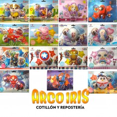 Mylar Set Personaje Surtido Metal Xu - 5/7 Piezas Skye Carpincho/paw Patrol/peppa Pig/cars/frozeen/avengers/capitan America/p