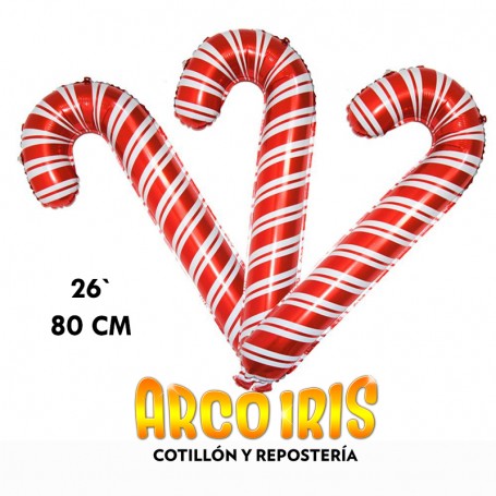 Mylar 26 Dulce Navidad Metal Xu - 66 Cm Baston Navideno Globo Metalizado Papel