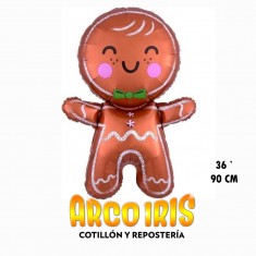 Mylar 36 Navidad Xu - 91 Cm Papa Noel Trineo Duende Jengibre Globo Metalizado Papel 2