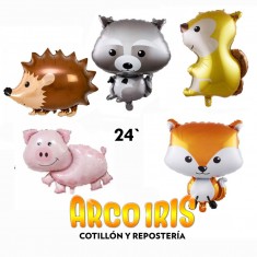 Mylar 24 Animal/cabeza Xu - 60 Cm Aprox Coneja/conejo/ardilla/puercoespin/mapache/zorrito/chanchito/foca/hipopotamo/cocodril 2