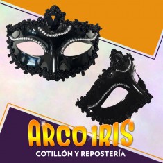 Veneciano Mascara Con Piedra-perla Y Pasamaneria X 12 - Negro-blanco 2