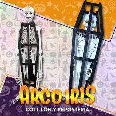 Ataud Con Esqueleto 50 X 17 Cm Xu - Halloween Para Deco Stasio