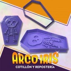 Cortante Cookies Esqueleto 8 Cm Plastico Violeta Halloween