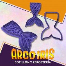 Cortante Cookies Cola Sirena 9 Cm - Con Marcador Plastico Violeta