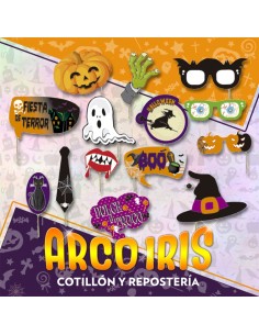 Foto Booth Halloween Xu - Props Set Para Fotos Divertidas Gold Mundo