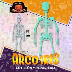 Esqueleto 32 Cm Fosforescente Glow Plastico Halloween Patrimar