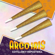 Corneta Papel Dorado Gibreado X 6 - Navidad Party Store