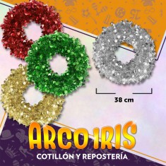 Corona Navidena 38 Cm - Rojo-verde-plateado-dorado Navidad Party Store