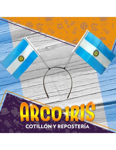 Vincha Resorte Bandera X 5 - Argentina Con Sol Mundial Patrio