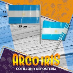 Bandera 15 X 25 Cm - Con Sol X 100 Patrio Mundial Argentina