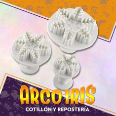 Cortante Plastico X 3 - Con Expulsor Copo De Nieve Navidad