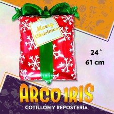 Mylar 24 Regalo Metal Xu - 60 Cm Navidad Globo Metalizado Papel