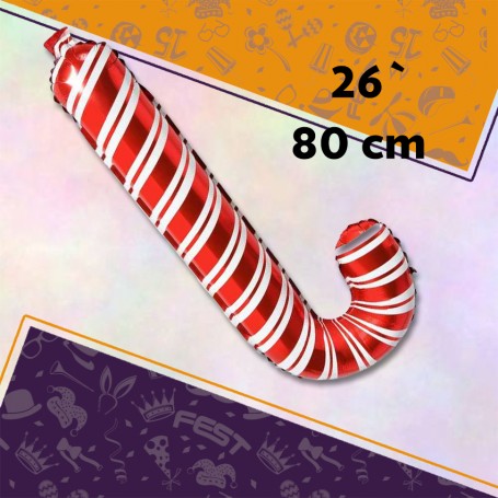 Mylar 26 Baston Navidad Metal Xu - 66 Cm Dulce Navideno Globo Metalizado Papel-con Mono-