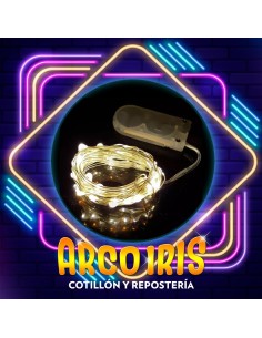 Luces En Alambre 3 Mt Pila Plana +5-5% Promo Por Cantidad Pila Plana Incluida Blanca Multicolor Amarilla Violeta Azul Roja Ve