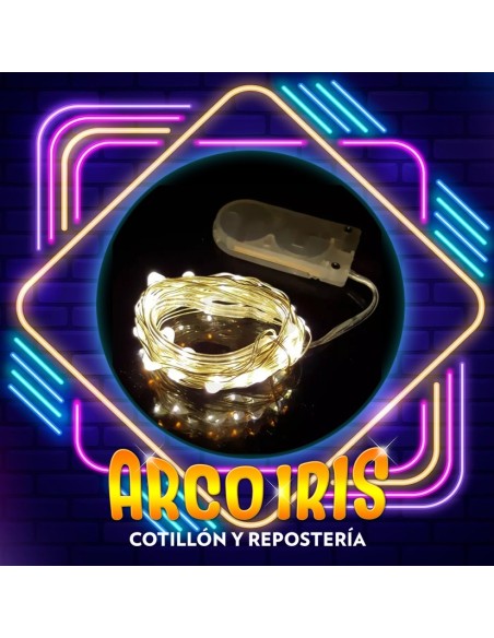 Luces En Alambre 3 Mt Pila Plana +5-5% Promo Por Cantidad Pila Plana Incluida Blanca Multicolor Amarilla Violeta Azul Roja Ve