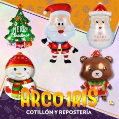 Mylar 30 Navidad Xu - 76 Cm Pinito Papa Noel Osito Regalo Muneco De Nieve Globo Metalizado Papel