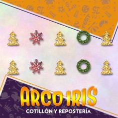 Guirnalda Pinos De Navidad Dorado Con Glitter Xu - 3 Mt Party Store