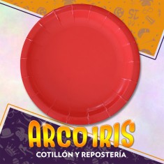 Plato 17 Liso Rojo X 8 - Navidad