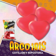 Globo Estandar 12 X 25 - Forma Corazon Rojo Valentin Globox