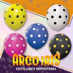 Globo Lunar Perlado 12 X 10 - Promocion Full Impreso Verde Agua/rojo/amarillo/fucsia/naranja/verde Manzana Globox