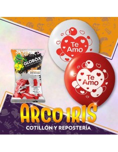 Globo Perlado 12 X 12 - Te Amo Rojo-blanco Globox
