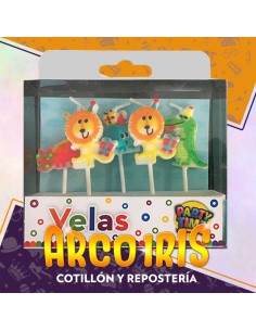 Vela Forma Animalito Selva X 5 - Leon/lagarto/elefante/dino Party Time Dilax