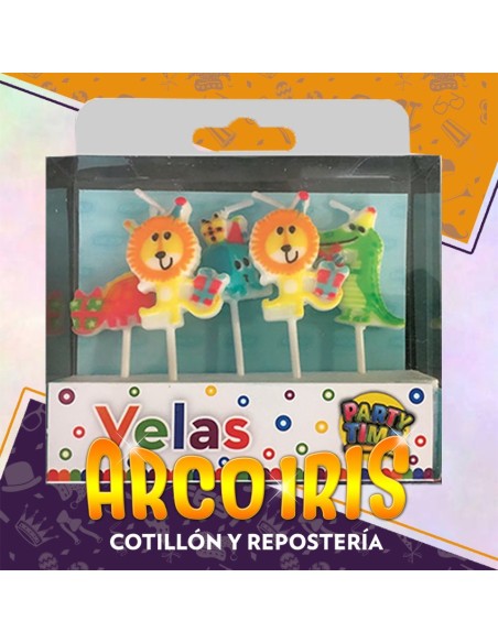 Vela Forma Animalito Selva X 5 - Leon/lagarto/elefante/dino Party Time Dilax