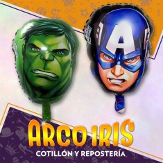 Mylar 16 Cabeza Avengers Metal X 10 - 40 Cm Hulk Cap America Globo Metalizado Papel