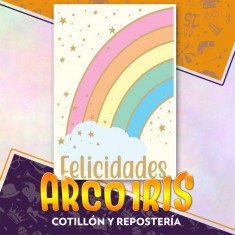 Arco Iris Poster Con Stamping Bienvenidos Xu - Remplaza Linea Nubecita