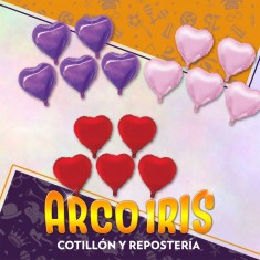 Mylar 05 Corazon Metal X 5 - Blister Varios Colores 13 Cm Valentin Ovni Ballons Dilax Globo Metalizado Papel