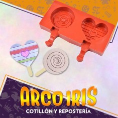 Silicona Molde Helado X 2 Plancha Paleta Corazon/espiral Valentin