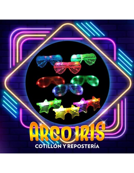 Luminoso Anteojo Flogger Led X 12 - En Bolsita Estrella/trebol/corazon/rejilla Valentin