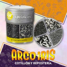 Sprinkles Set X 4 Blanco/negro 108 Gr - Promo 2x1 Varias Formas Wilton