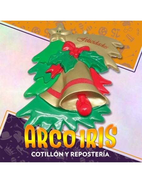 Cartel Felicidades Campanas X 6 - 2x1 Promo Liquidacion Con Hojas Y Mono Plastico Navidad Gape