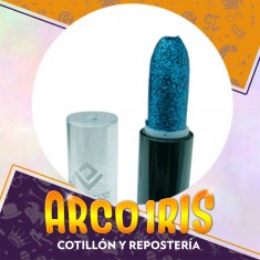 Maquillaje Barra Glitter Turquesa Xu - Labial Pintafan