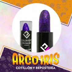Maquillaje Barra Glitter Violeta Xu - Labial Pintafan