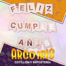 Banderin Feliz Cumpleanos Rosa Xu - Gold Rose Rosa Gold Gold Mundo