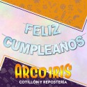 Banderin Feliz Cumpleanos Xu - Letras Celeste Pastel Gold Mundo