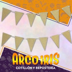 Guirnalda Banderines Glitter Dorado Xu - 3.6 Mt Party Store