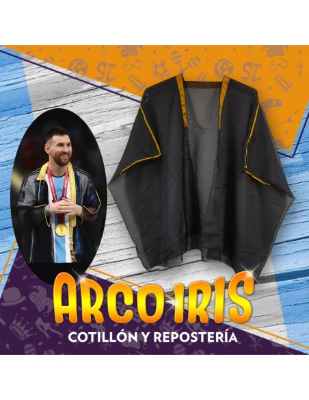 Capa Tela Negra Del Campeon Adulto - Grande Talle 3-4 Borde Dorado Argentina Mundial