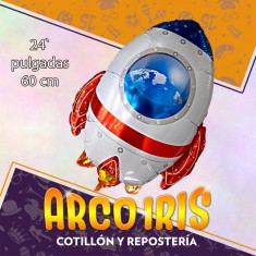 Mylar 24 Cohete Espacial Metal Xu - 60 Cm Aprox Globo Metalizado Papel