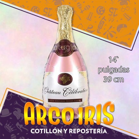 Mylar 14 Botella Champagne Metal Xu - 39 Cm Navidad Chateau Celebration Feliz Ano Nuevo Globo Metalizado Papel