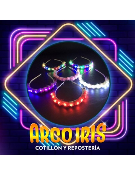 Luminoso Vincha Pimpollos X 12 Goma Eva - 10 Led Blanco-fucsia-rosa-lila-amarillo-rojo