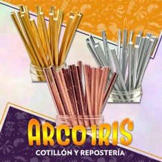 Tubo Papel Metalizado X 25 +10-5% Estampado Liso Lunar/estrella Promo Por Cantidad Zig Zag Sorbete Polipapel De Papel