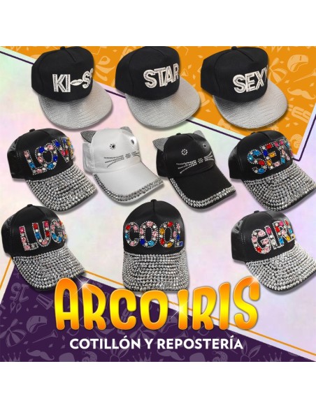 Gorro Gorra Con Stras Frase Xu - Fluo Negra Stras Con Frase Varios Modelos Rock/star/vip /cool Visera Stras