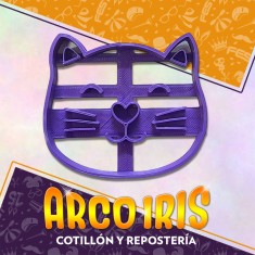 Cortante Cookies Cara Gatito - 7 Cm -plastico Violeta