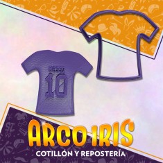 Cortante Cookies Camiseta Messi - Plastico Violeta Mundial