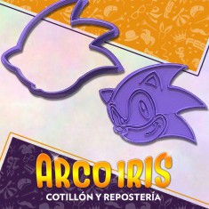 Cortante Cookies Cabeza Sonic - 10 Cm -plastico Violeta