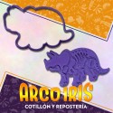 Cortante Cookies Triceratop - Plastico Violeta Dinosaurio