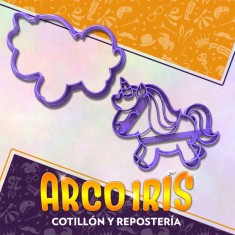Cortante Cookies Unicornio Feliz 9 Cm Plastico Violeta